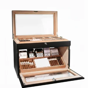 Humidor Adorini Portico Deluxe negro con capacidad para 400 puros, diseño compacto y moderno