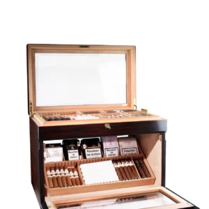 Humidor Adorini Portico Deluxe marrón con capacidad para 400 puros, acabado marrón cálido