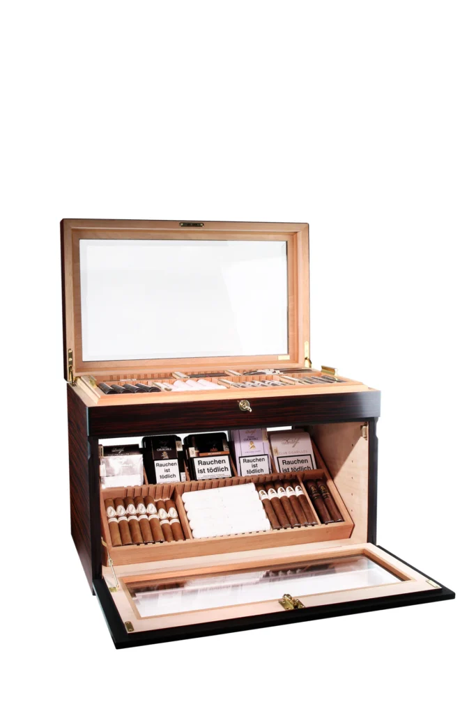 Humidor Adorini Portico Deluxe marrón con capacidad para 400 puros, acabado marrón cálido