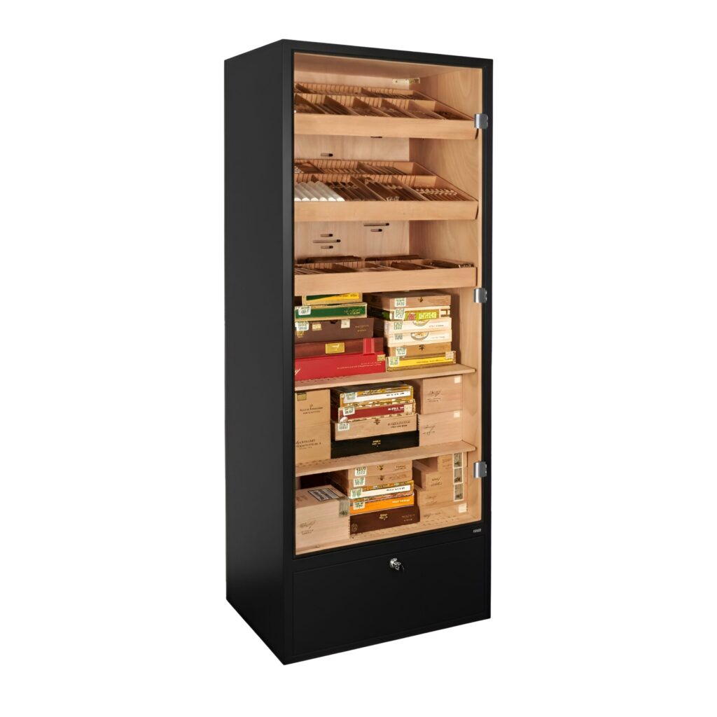 Armario humidor Adorini Primo en negro con capacidad para 2.800 puros, diseño moderno
